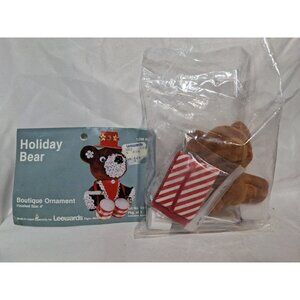 LeeWards HOLIDAY BEAR Vintage Sequin Bead Christmas Ornament Kit NOS Flocked